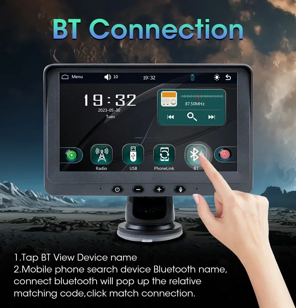 Portable 7 inch Multimedia Video Player Wireless Carplay Android Auto Touch Screen With USB AUX Dual Bluetoth Stereo Car Radio