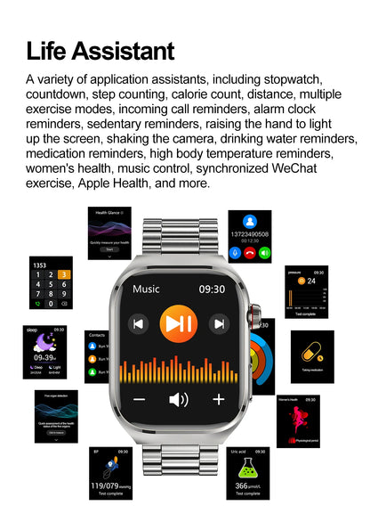 2025New Micro Physical Examination Smart Watch For Men Uric Acid Body Fat Five Organ Health Watches Bluetooth Call SmartBracelet