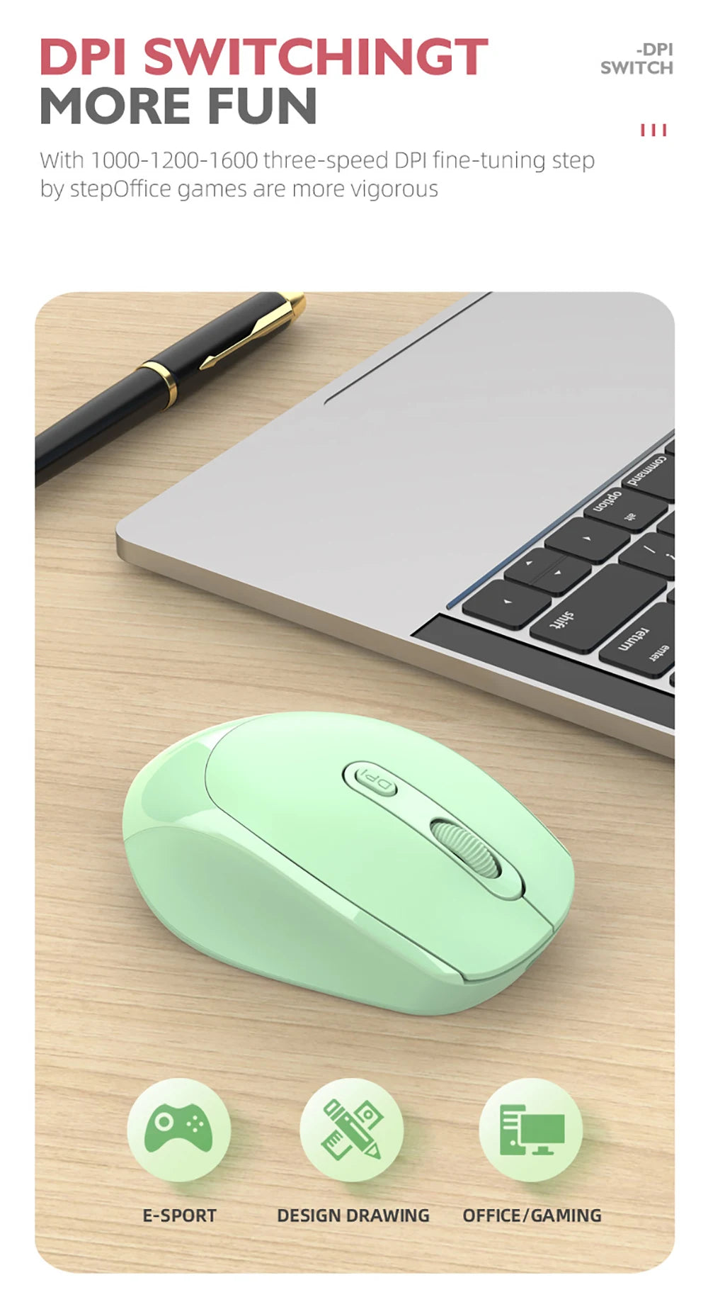 Wireless Silent Mouse Suitable For Business Office Esports Games Bluetooth 5.2 2.4G Dual Mode Mice Ergonomics Rechargeable Mouse
