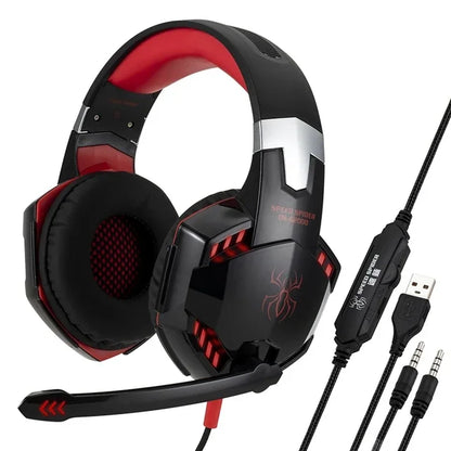 G2000 Gaming Headsets Big Headphones with Light Mic Stereo Earphones Deep Bass for PC Computer Gamer Laptop PS4 New X-BOX