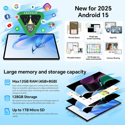 Teclast P30T Android 14 Tablet, 10.1 Inch 1280X800, 10Gb Ram (4Gb+6Gb Expansion), 128Gb Rom(Support Tf 1Tb)