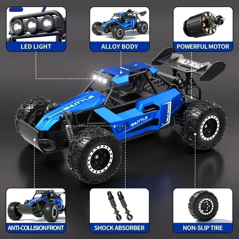 Rc Cars 1:16 2WD Off-Road RC Truck All Terrain 2.4G Electric RC Car High Speed 20KM/H Remote Control Car with LED Lights Kid Toy