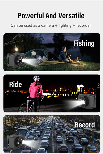 Action Camera Headlight First Perspective 2MP Sports Camera Smart Wave Hand Induction Video Recorder Built-in Battery Action Cam