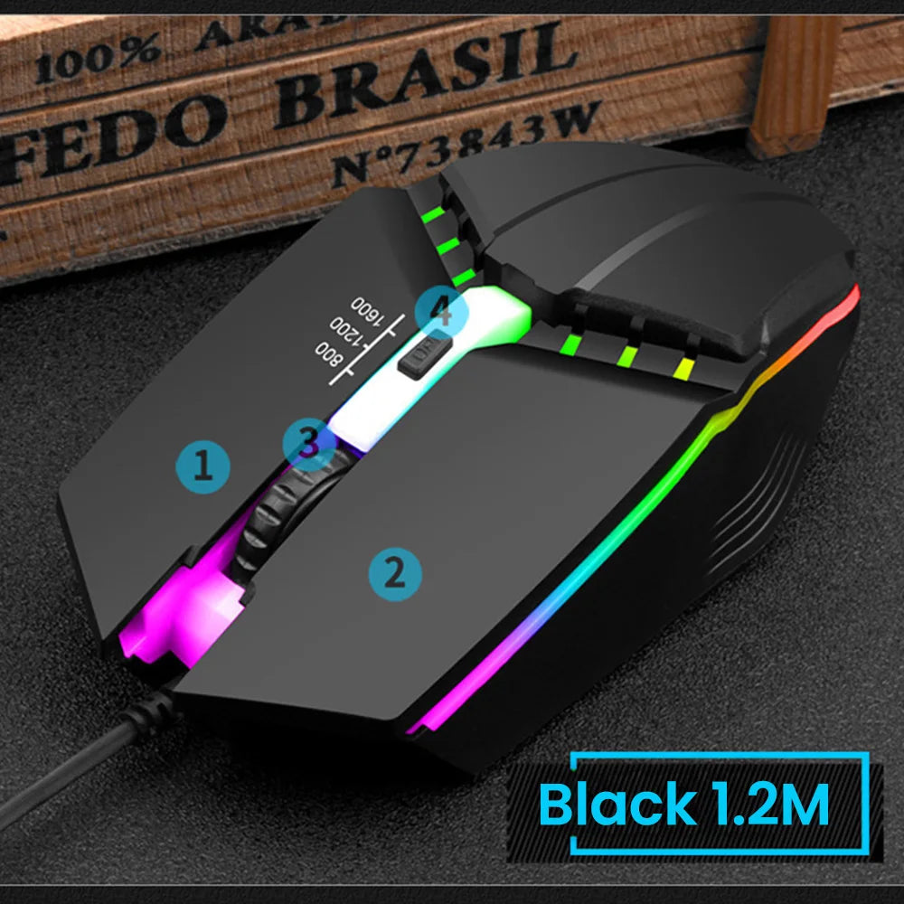 Elough Mute Wired Mouse USB Wired Gaming Mouse For Desktop PC Laptop Computer Home Office RGB LED Luminous Backlit Mouse Game
