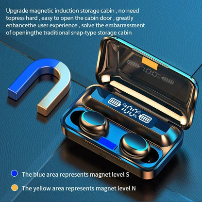 F9 Wireless Earphones LED Dislpaly Binaural TWS Wireless Bluetooth Headset Waterproof Noise Reduction Bluetooth Headphones