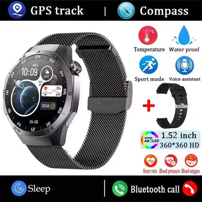 2025 New Smart Watch Men AMOLED Screen GPS Motion trajectory Heart Rate Bluetooth Calls SmartWatch Waterproof