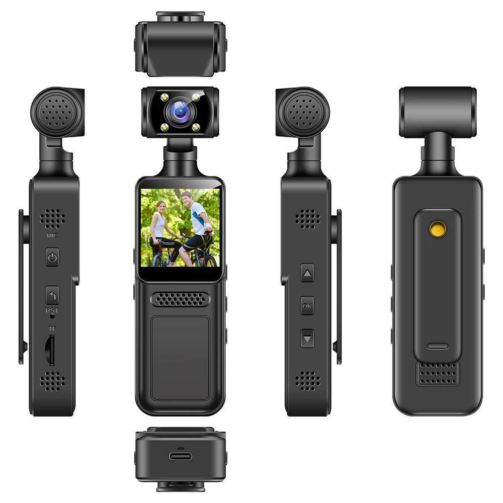 4K HD Action Camera 180 Rotatable Vlog WiFi Mini Sports Wearable Camera Infrared Night Vision Sports DV Bicycle Driver