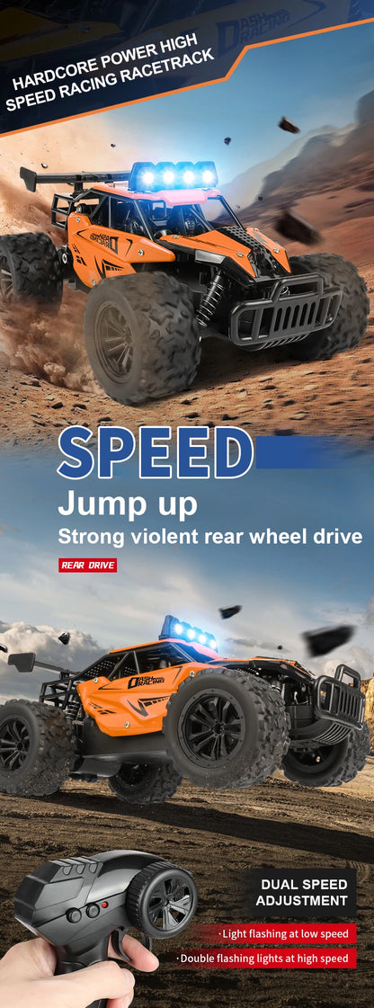 RC Alloy Car 1:16 Scale 2WD Off-Road Climbing Remote Control Car With LED Light 20KM/H High Speed Toys Gifts For Boys Girls Kids