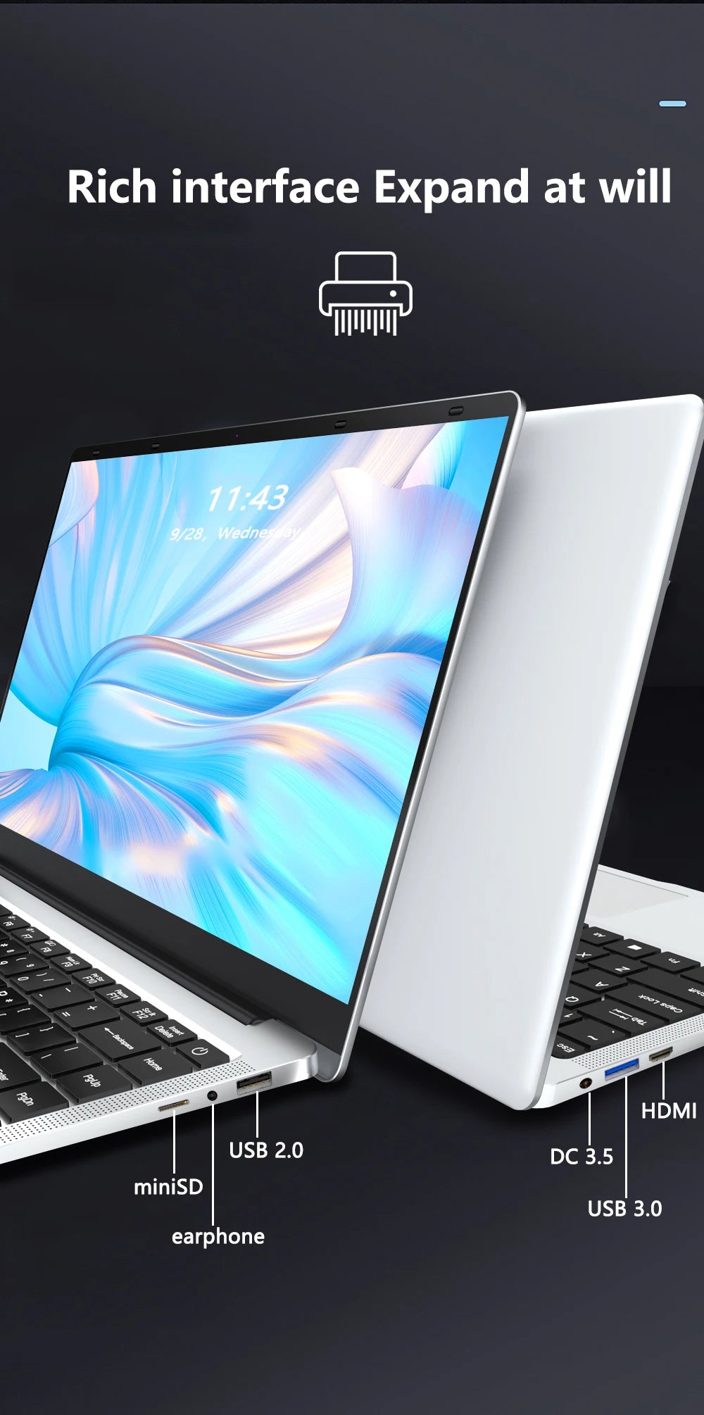 Kid 14.1-inch Intel Celeron N4000 Laptop with 128GB/256GB/512GB/1TB SSD Windows 11 Pro  Dual Core Portable Notebook for Students