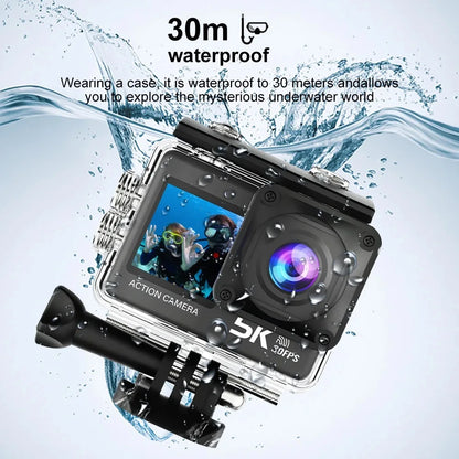 Action Camera 5K 4K60FPS 50MP 2.0 Touch EIS Pre-Record Wireless Mic Wi-Fi 170D DVR Webcam Waterproof 30M 5X Zoom Sports Camera