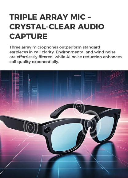 2025 New 800w HD Smart Glasses UV Protective Voice Assistant Touch Control Hands-Free Sound Surround Local Music Smart Glasses