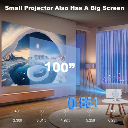 DESS Mini Projector Outdoor Portable Powered By Power Bank 4K Decoding Native 720P WiFi 6 BT 5.0 180°Rotatable Movie Projector