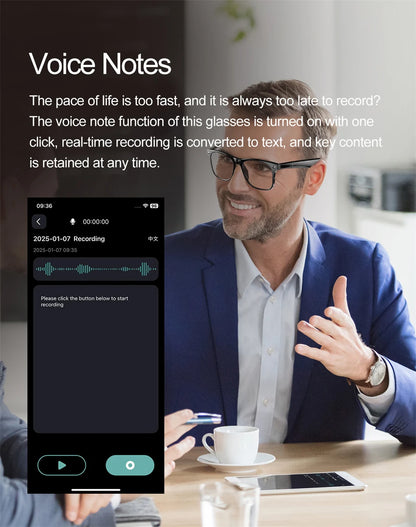 2025 New Smart Glasses Multiple Language Real-time Translation Wireless Call Music Play Sunglasses Waterproof Mens Smart Glasses