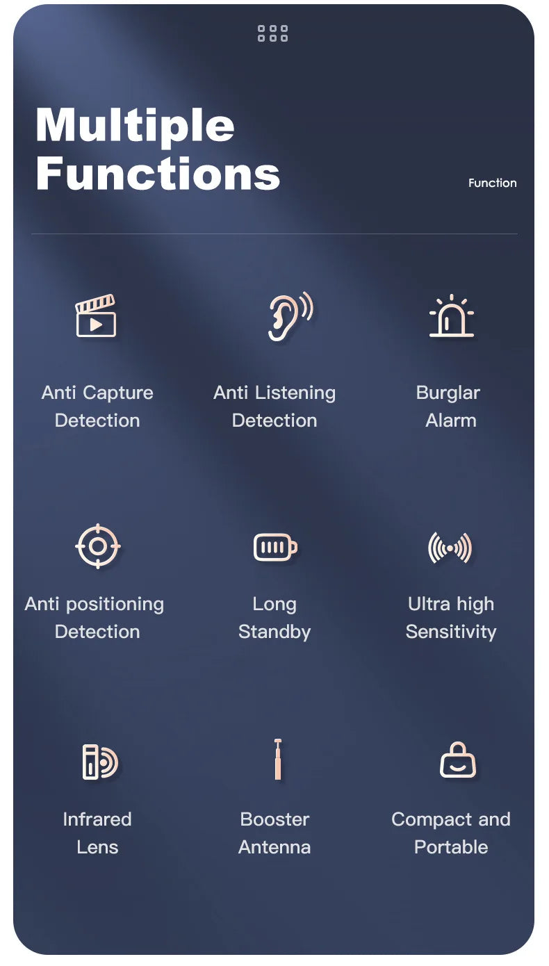 Anti Candid Camera Detector Surveillance Camera Security Alarm Anti-positioning Monitoring Infrared Scanner Hotel Smart Signal