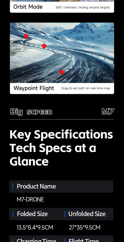 M7 Mini Drone Professional GPS 8K HD Camera Drones 5G WIFI FPV Video 4k UAV 4.5 inch large screen remote control RC Dron