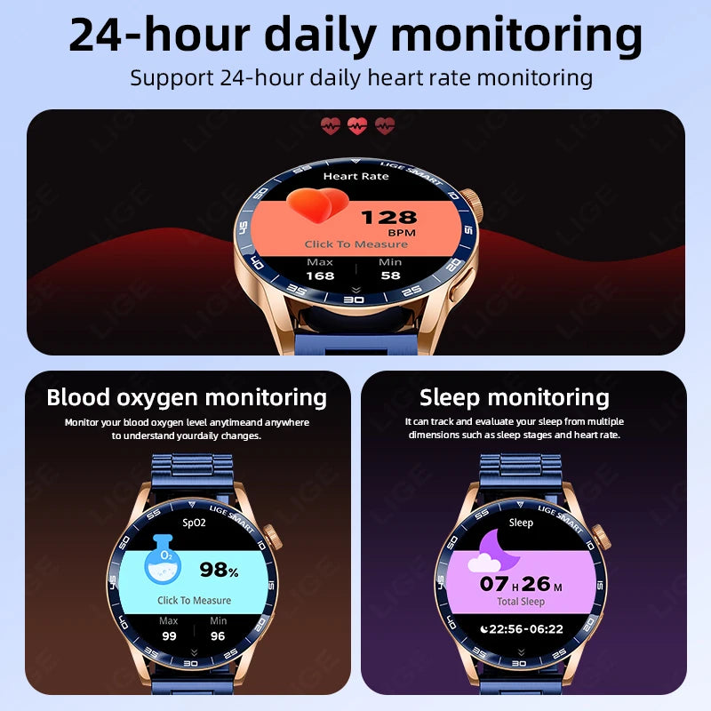 LIGE 2025 New Fashion Smart Watch Men HD Screen Sport Fitness Heart Rate Monitor Bluetooth Call IP68 Waterproof Smartwatch Women
