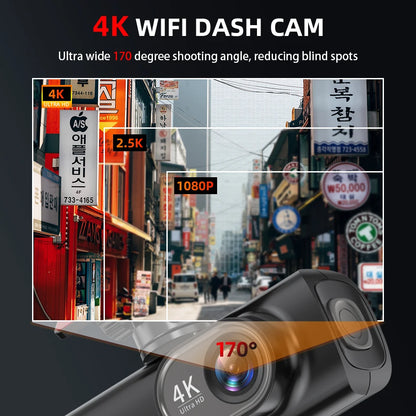 Dash Cam 4K WIFi GPS Front and Rear Night Vision Video Recorder HD 1080P Camera Auto System for car  Bicycles motorcycl summer