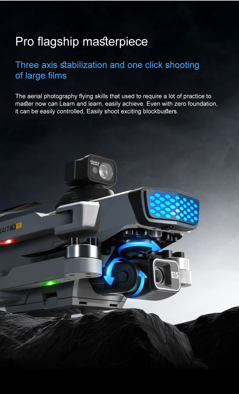KAITWO Pro GPS Drone HD Camera Aerial Photography FPV 4K 3-axis Anti-shake Gimbal Brushless Obstacle Avoidance Quadcopter Toys ﻿