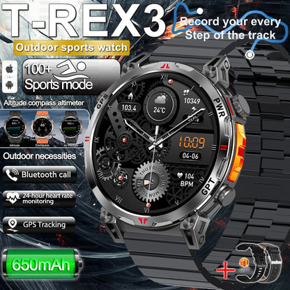 2025 Best seller Military AMOLED HD SmartWatch GPS Compass 10ATM Waterproof Tactics 170+Sport BT call SmartWatch 650Mah Battery