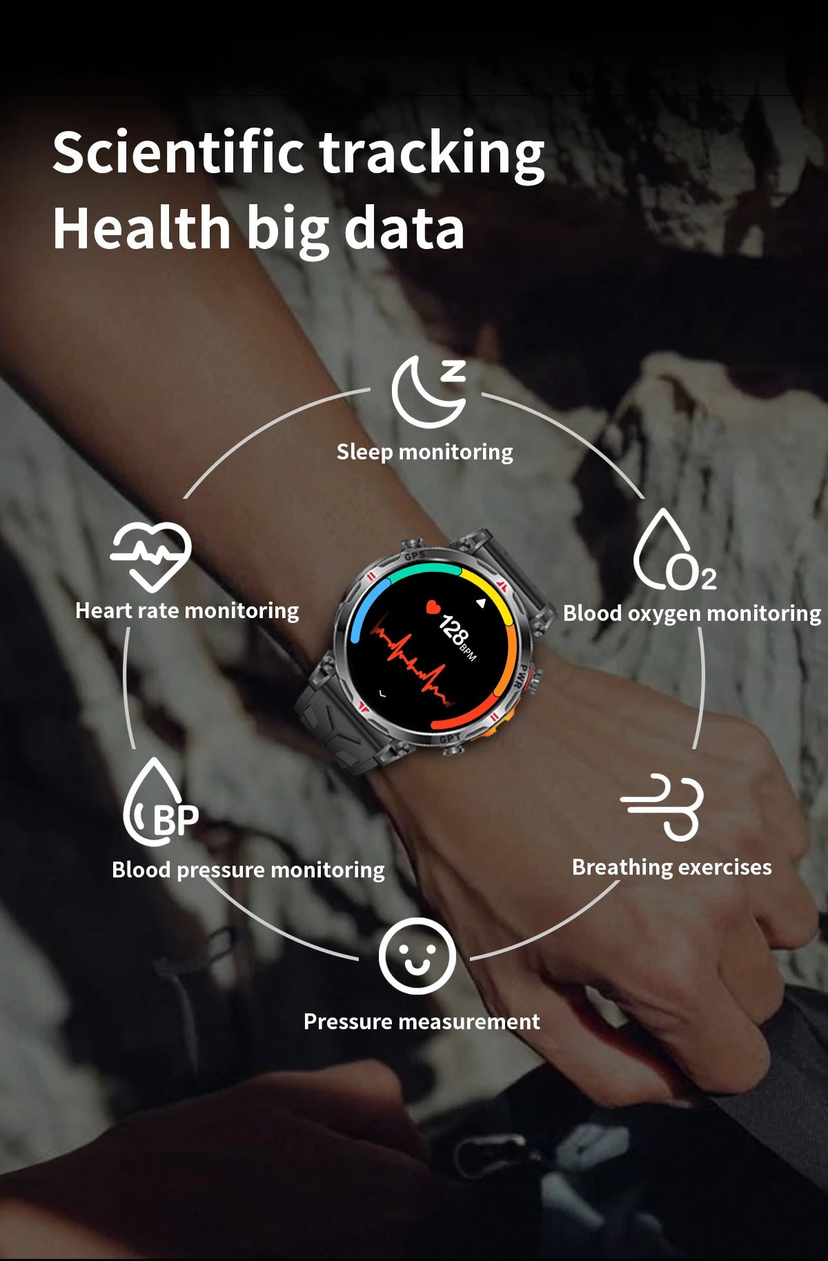 2025 Best seller Military AMOLED HD SmartWatch GPS Compass 10ATM Waterproof Tactics 170+Sport BT call SmartWatch 650Mah Battery