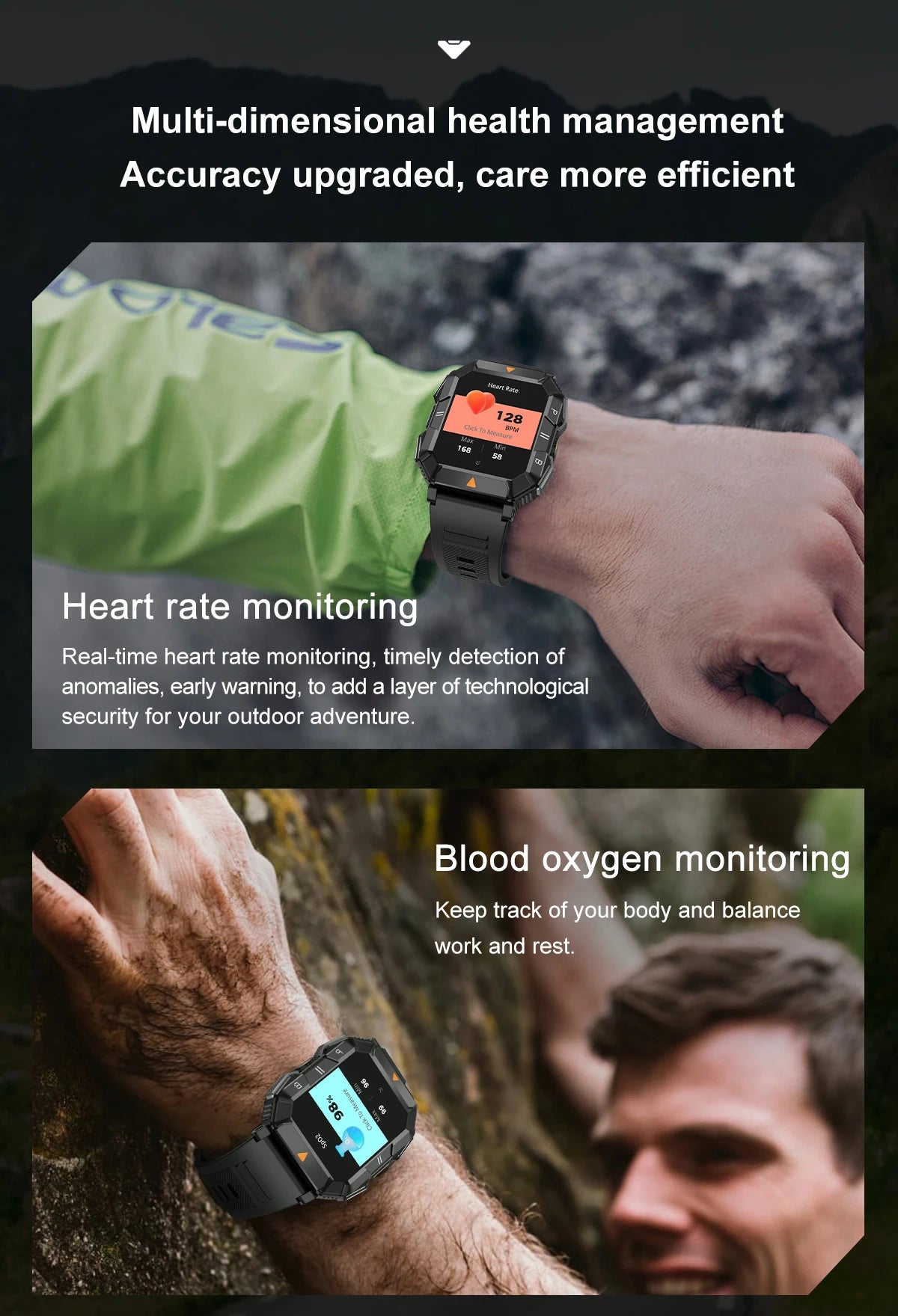 New Outdoor Rugged Military GPS Sports Track Smartｗatches Men's Waterproof Bluetooth Call Voice Assistant Heart Rate Smart Watch