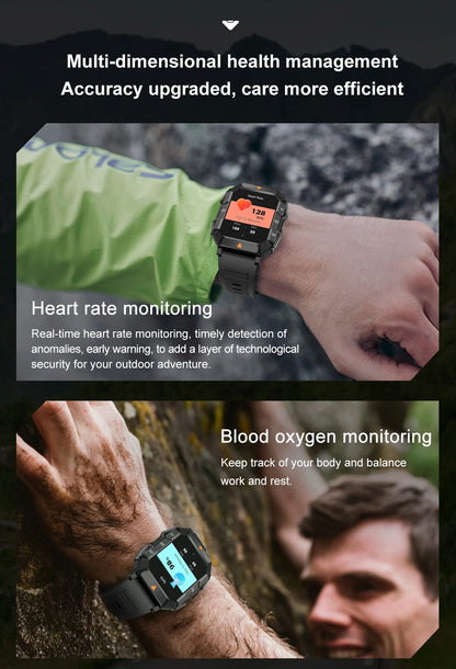 New Outdoor Rugged Military GPS Sports Track Smartｗatches Men's Waterproof Bluetooth Call Voice Assistant Heart Rate Smart Watch