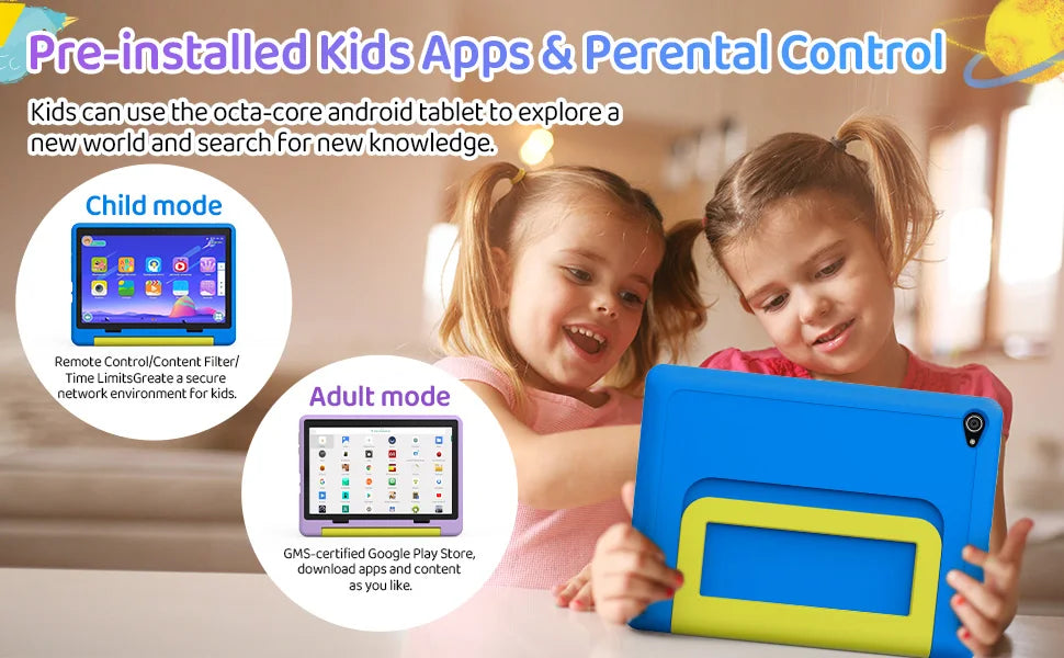 URAO 10 Inch Cartoon Pattern Kids Tablet Android Octa-Core 8GB RAM 64GB ROM Learning Education Games Tablets Children's Gifts