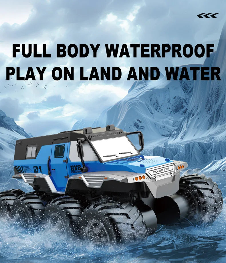 JJRC 8x8 2.4G Remote Control Car 8wd Off-road Amphibious Stunt Vehicle 8-Wheel Speed Racing Truck Waterproof Crawler Toys