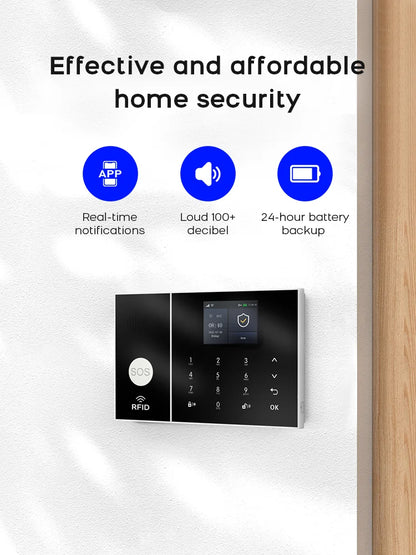 PGST Smart Life Alarm System for Home WIFI GSM Security Alarm Host with Door and Motion Sensor Tuya Smart App control work Alexa