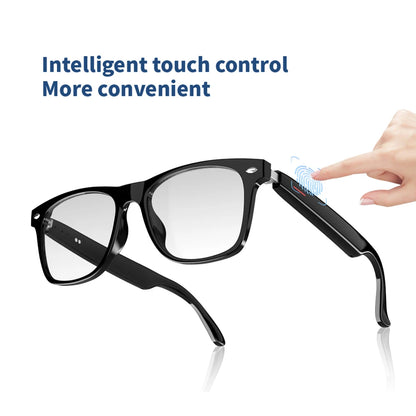 Smart Glasses with Touch Control and Bluetooth Connection Ideal for Listening to Wireless Earbuds and Using Smartwatch Features