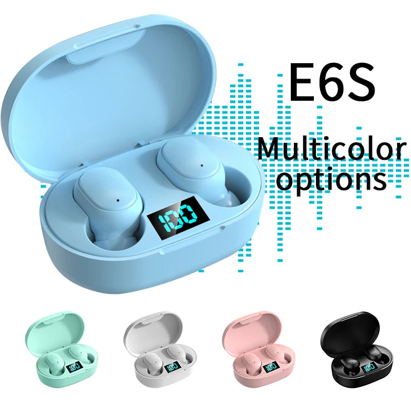 TWS E6S Wireless Earphones Bluetooth 5.0 Headphones Waterproof Earbuds LED Display HD Stereo Bass Mic for iPhone Xiaomi Huawei