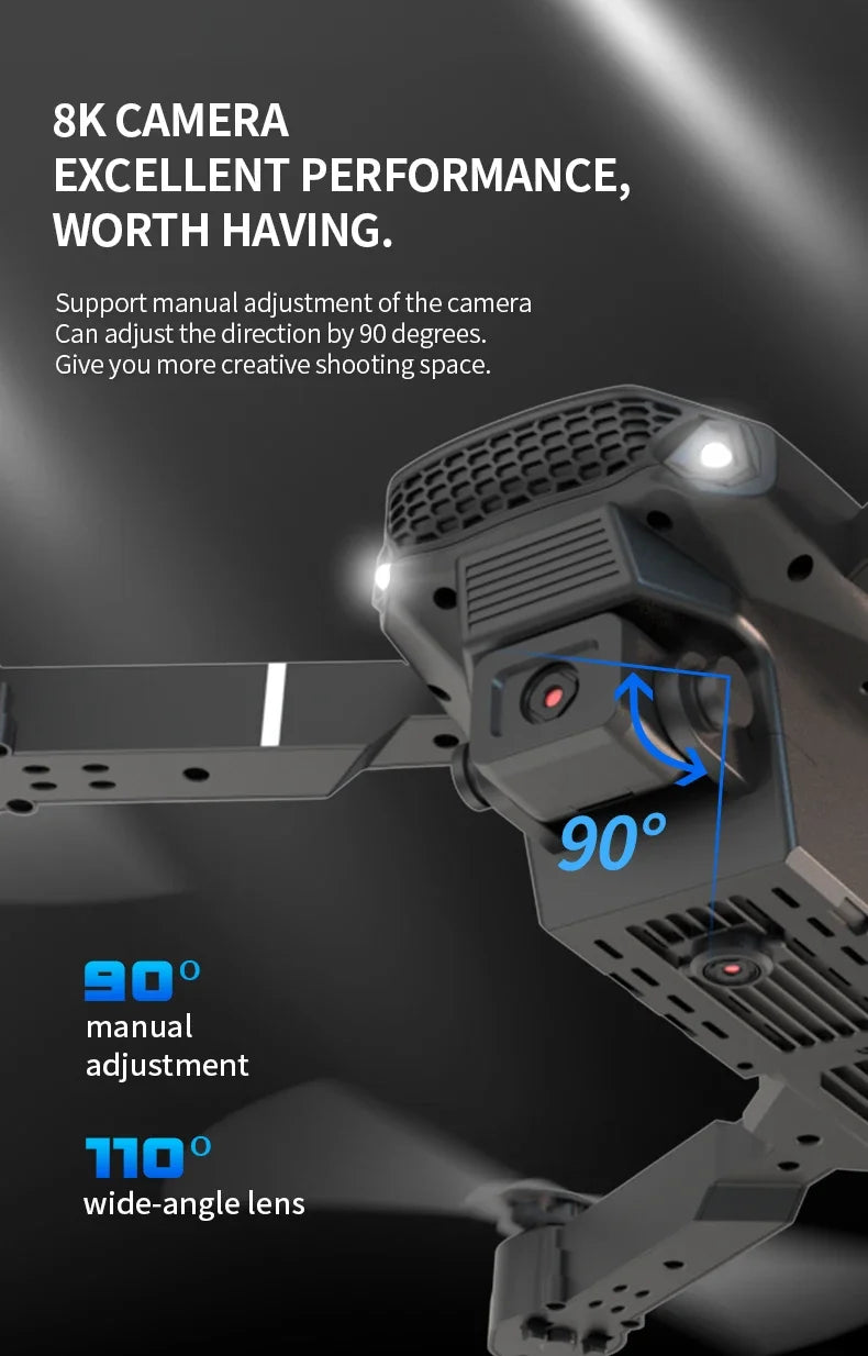 Professional E88 PRO Drone with screen 8K HD Camera WiFi FPV Foldable RC Quadcopter Helicopter Toy for Kids Adults Outdoor Gifts