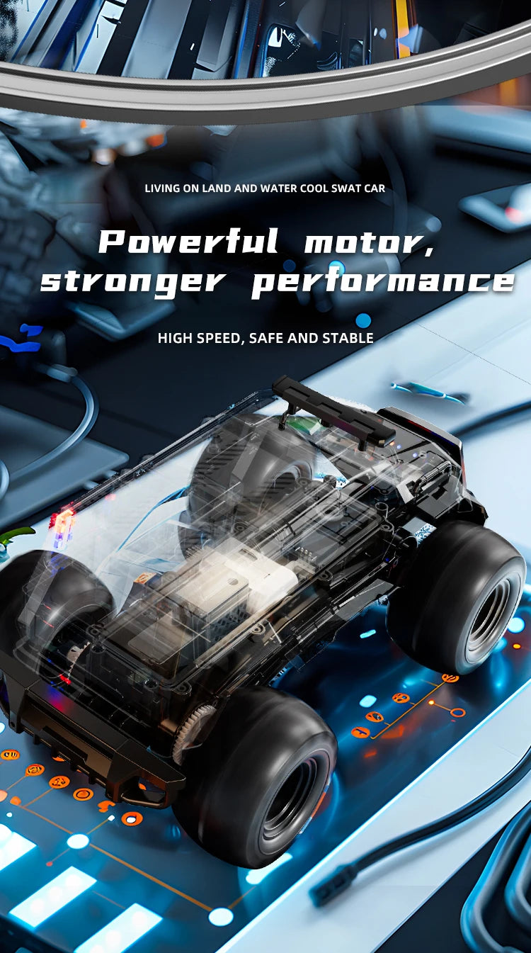 Rc Car Waterproof Amphibious 4Wd Off-Road Vehicle Remote Control Water Land Crawler Stunt Climbing Truck Toys for Boys Children