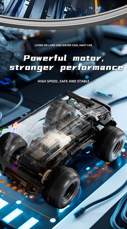 Rc Car Waterproof Amphibious 4Wd Off-Road Vehicle Remote Control Water Land Crawler Stunt Climbing Truck Toys for Boys Children