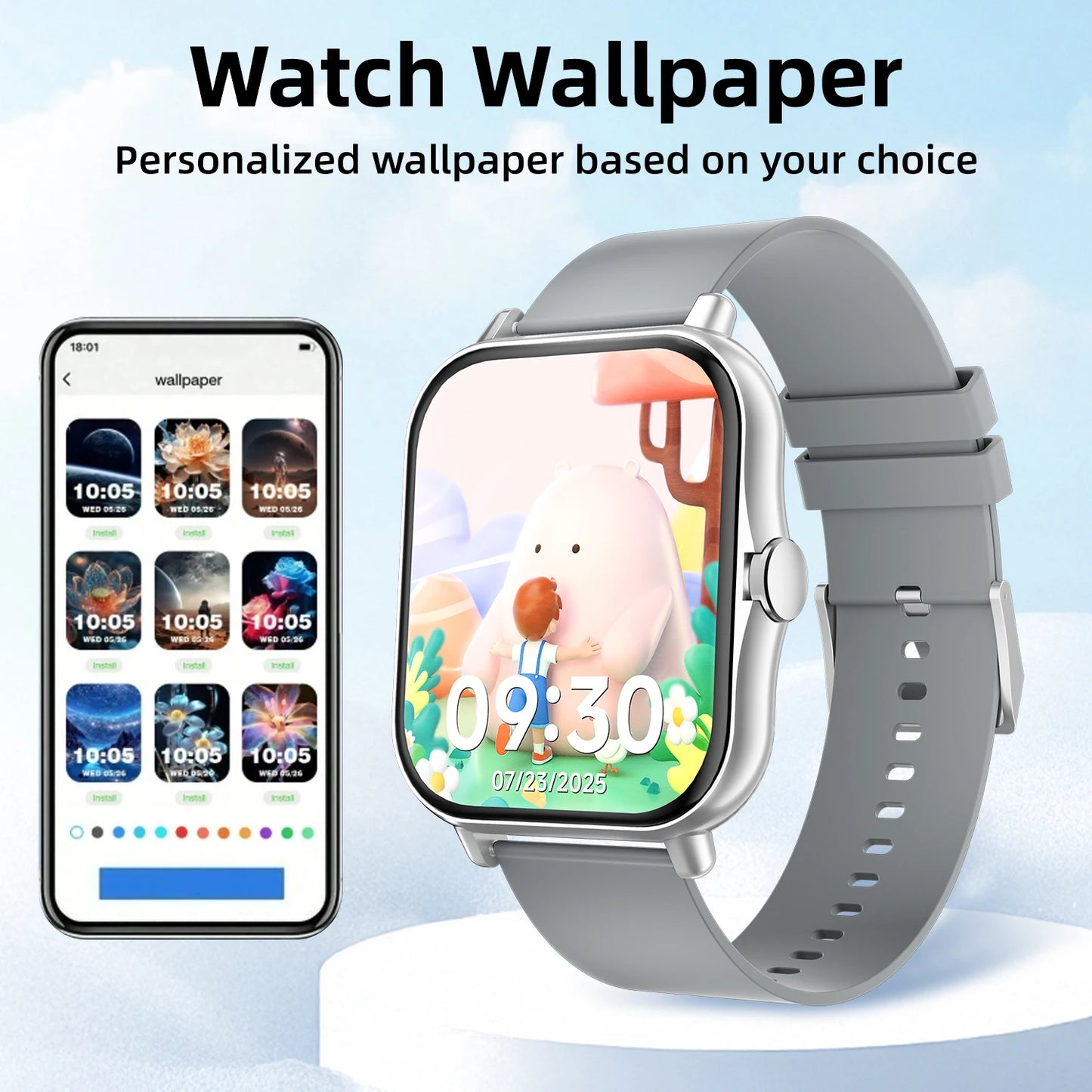 2025 New Smartwatch 1.83‘‘HD Screen with Wireless Call Sport Fitness Tracker Music Control Sedentary Reminder for Men Women Gift