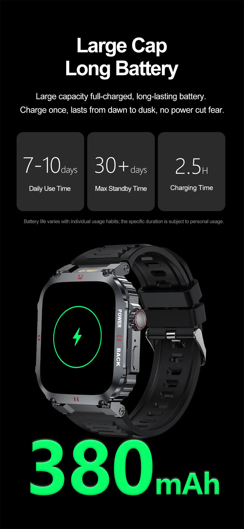 Men's Outdoor Sports Bluetooth Call Smart Watch 1.91 Inch Full Screen Touch Flashlight 110+ Sport Mode Smartwatch 2025 New