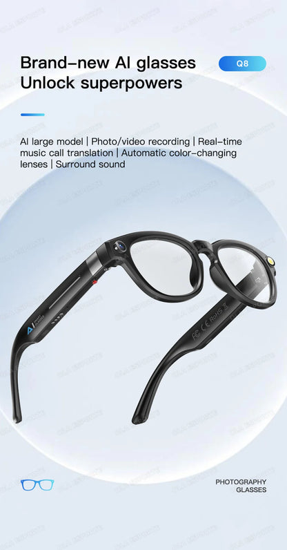 New Smart Glasses 2025 Recording Videos 800W Camera AI Photo Recognition Answer Translation Charging Lens BT Music Smartglasses