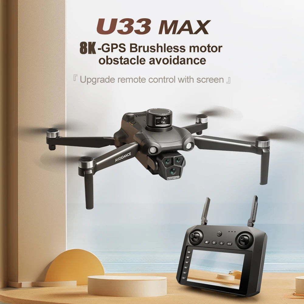 Professional GPS Drone 2025 U33 U99 with 8K Camera 360 Laser Obstacle Avoiding Touch Screen Brushless Motor FPV 5G RC Dron Toys