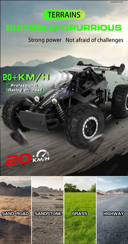 RC Cars Off-Road 2WD 1:16 Scale All Terrain Fast 20KM/H High Speed Electric Vehicle with 2.4GHz Metal Shell Remote Control Truck