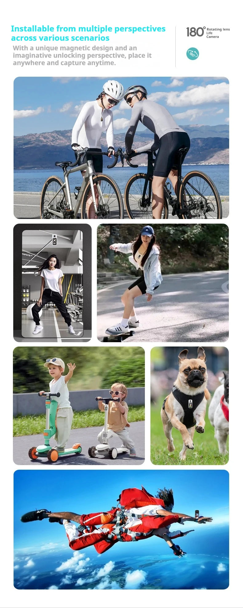 Thumb Camera New S70 Rotating Camera Outdoor Magnetic Sports Long Range Essential For Bloggers Christmas Gift 128GB memory