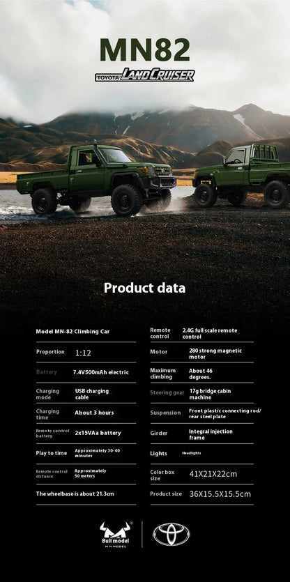 MN MODEL RC 1:12 4x4 Jungle Diving Car Climbing Off-road Wading Vehicle Rock Crawler Shovel Tool Box Truck Toy for Adult Gift