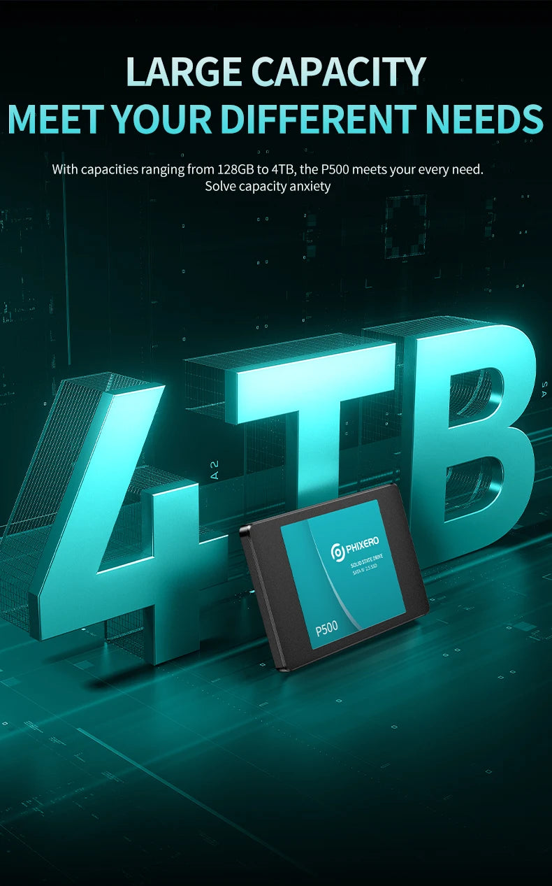 PHIXERO SSD HDD 2.5 Hard Disk SSD 1TB 2TB 512GB 128GB 256GB HD SATA 4TB Disk solid state drive Internal Hard Drive for Laptop PC