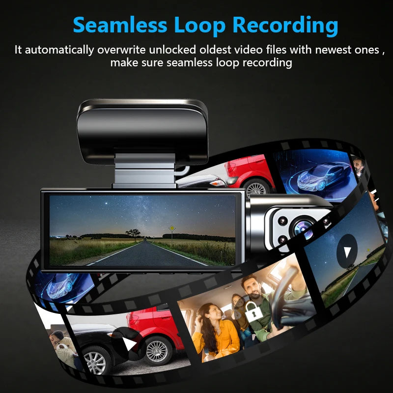 Dash Cam for cars 1080P 3-Lens car camera Night Vision Loop Recording wide angle Car DVR Came Front And Inside Car Dash Recorder