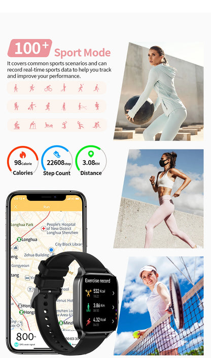 Fashion Smart Watch Men Women 1.85” HD Screen Custom Watch Face Health Monitor Women’s Watch Bluetooth Call Sports Smartwatches