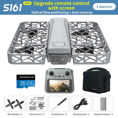 Original Mini Drone Flying Camera S161 RC Dron 8K HD Aerial Photography Pocket UAV with Screen Control Brushless Full Enclosure