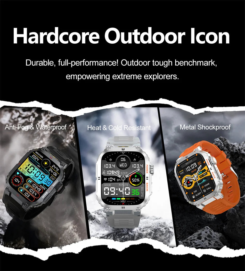 Men's Outdoor Sports Bluetooth Call Smart Watch 1.91 Inch Full Screen Touch Flashlight 110+ Sport Mode Smartwatch 2025 New