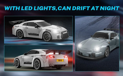 RC Cars 1:24 Remote Control Car 20KM/H 4WD High Speed RC Drift Car with LED Lights Extra Drifting Tires Vehicles for Adults Kids