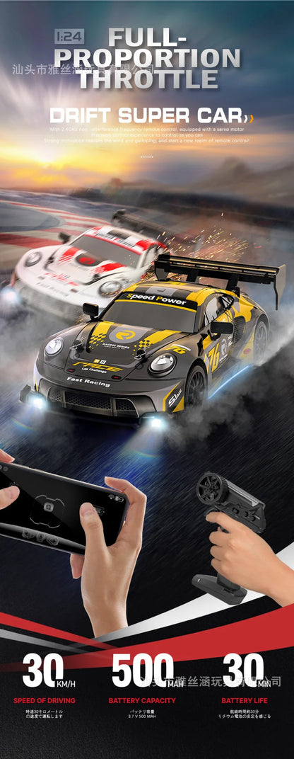 New RC1:24 full-scale remote control driftcar high-speed four-wheel driveremotecontrol racing carwith lightingsimulationcarmodel