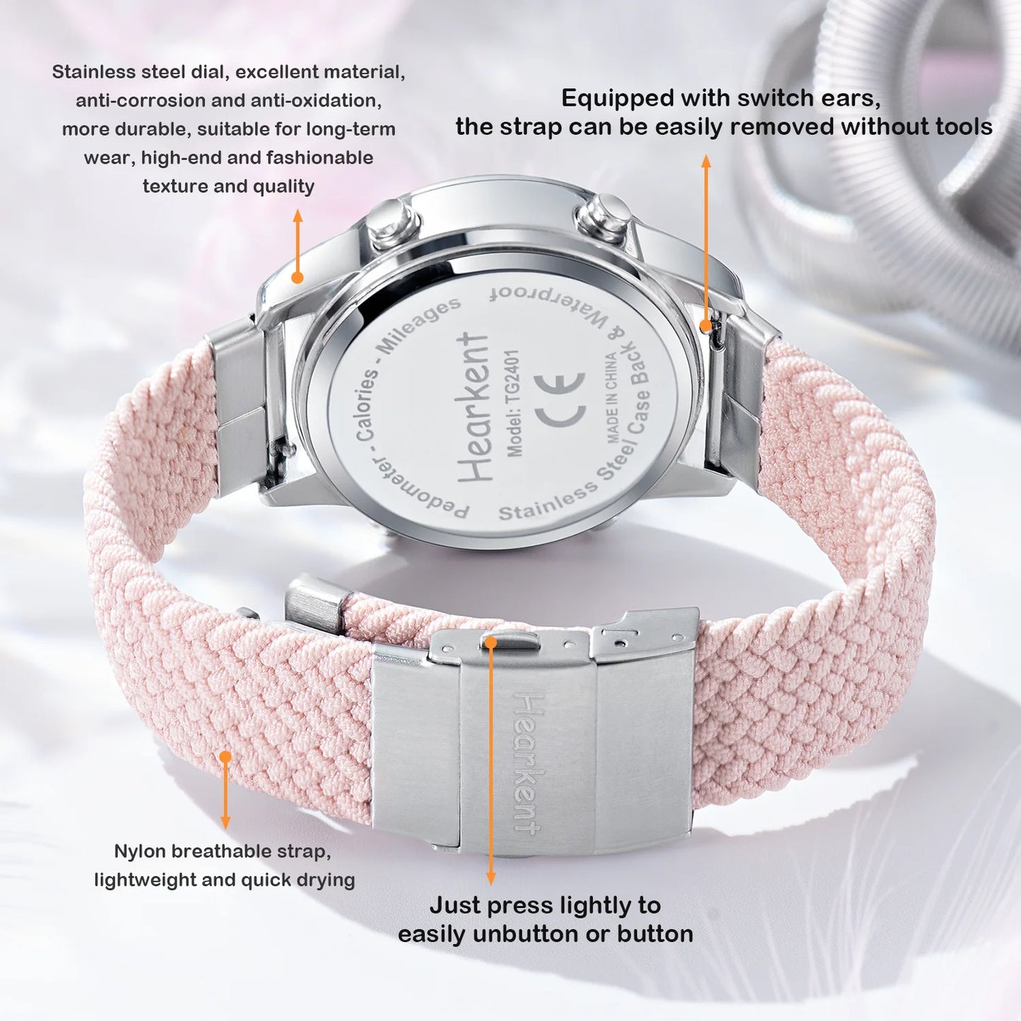 Hearkent Pedometer Sport Watches Step Counter Watch Women Digital Watches Calories Mile Stopwatch Countdown for Walking Tracker