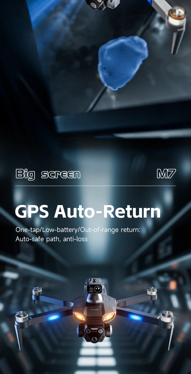 M7 Mini Drone Professional GPS 8K HD Camera Drones 5G WIFI FPV Video 4k UAV 4.5 inch large screen remote control RC Dron